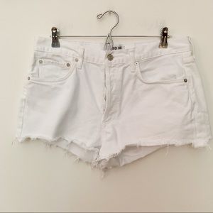 Agolde White Denim High Rise Jean Cut Offs with Button Fly - Size 32 - Revolve